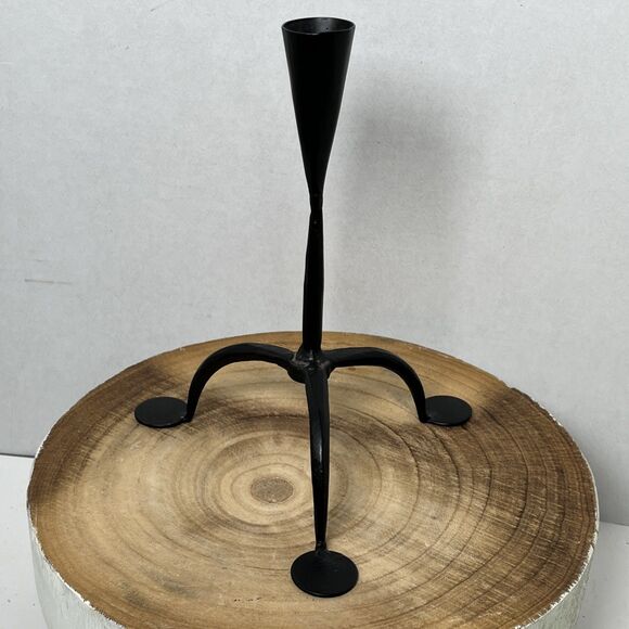 Pair Of Vintage Scandinavian Wrought Iron Tapered Candlesticks 9” - Picture 3 of 5